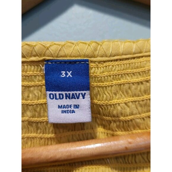 New Old Navy Yellow Eyelet Embroidered Short Puff Sleeve Relaxed Fit Top 3X - Picture 7 of 8